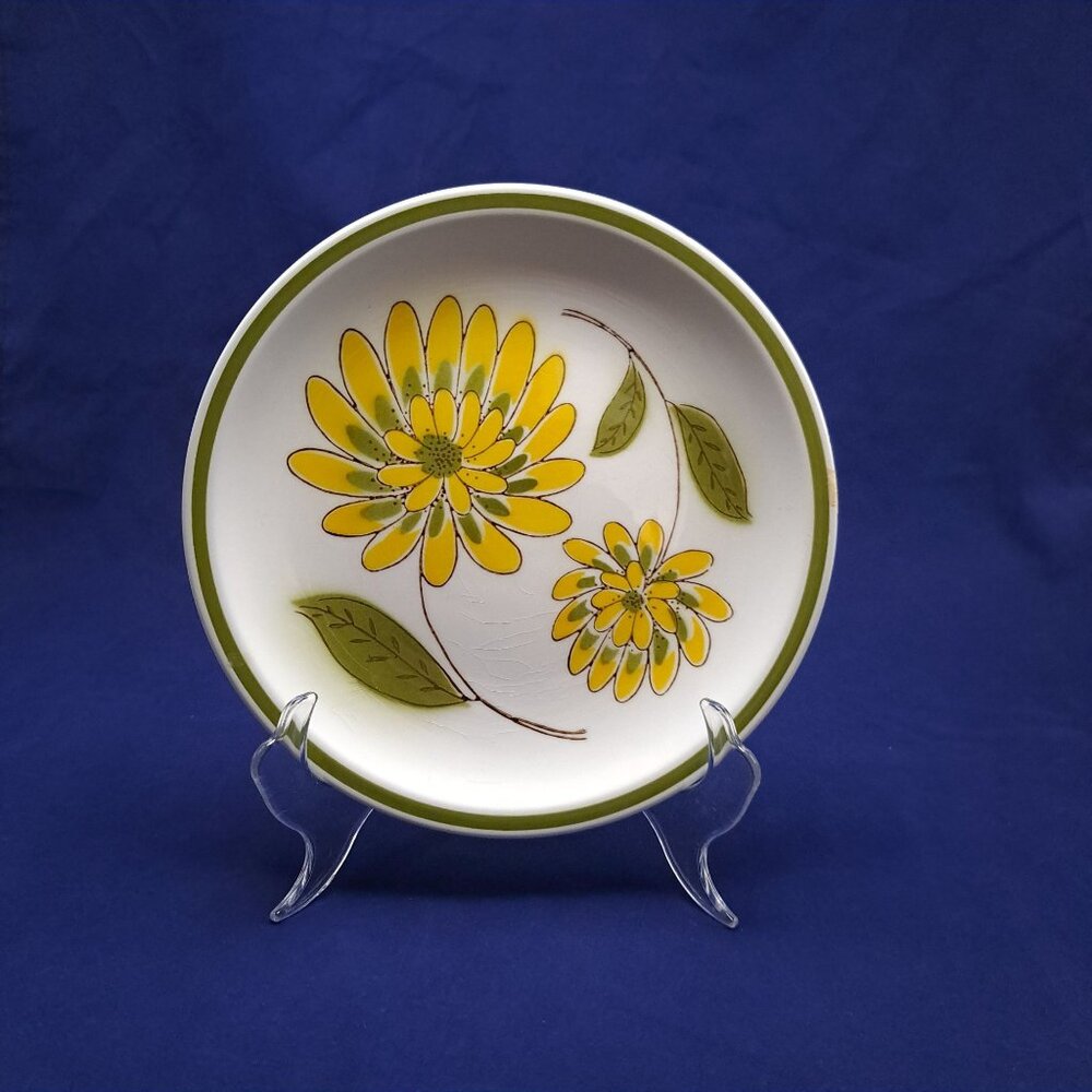 Mikasa Tampa Stone Salad Plate Yellow Green Floral Design Japan